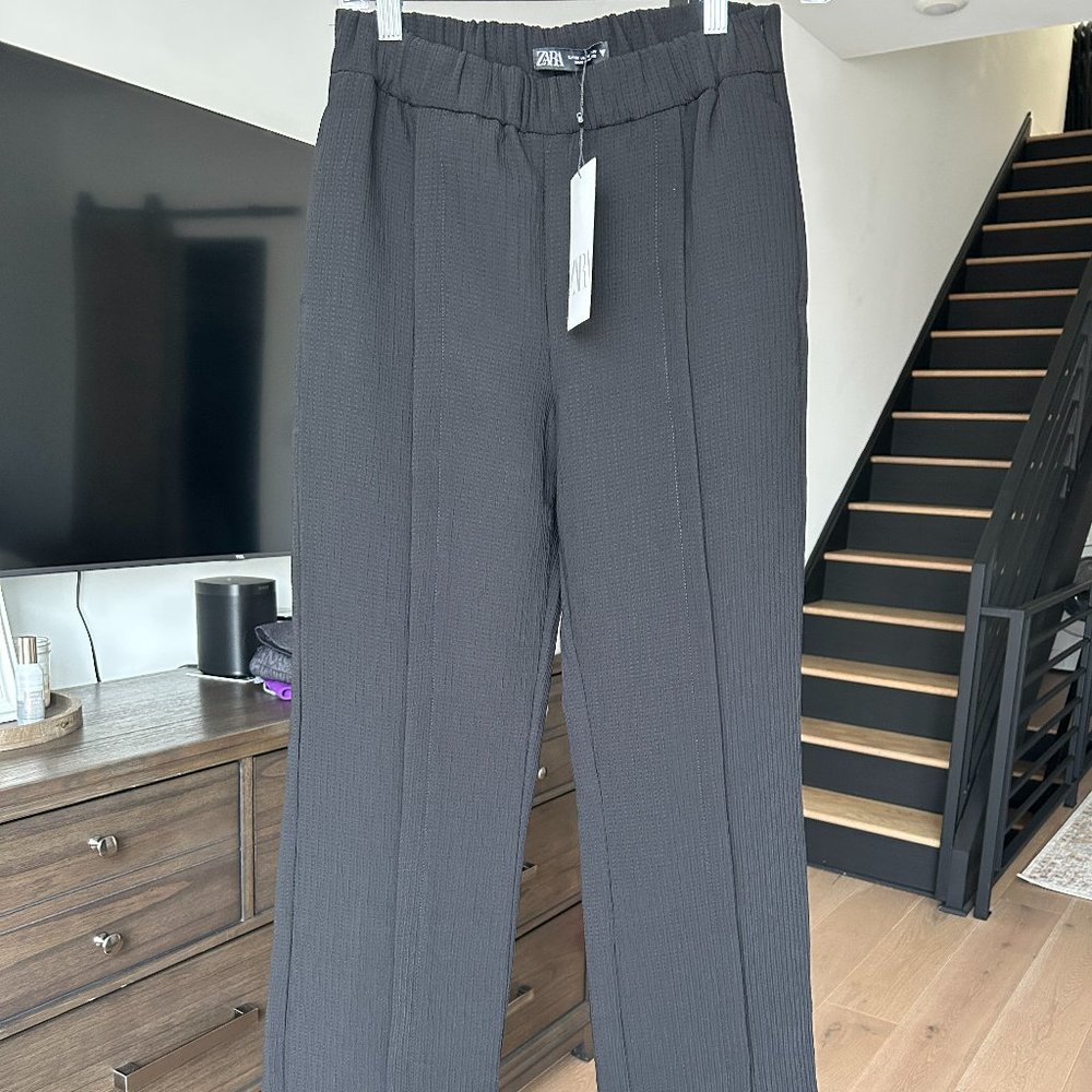 Brand New Ribbed Bellbottom Black Pants with slits